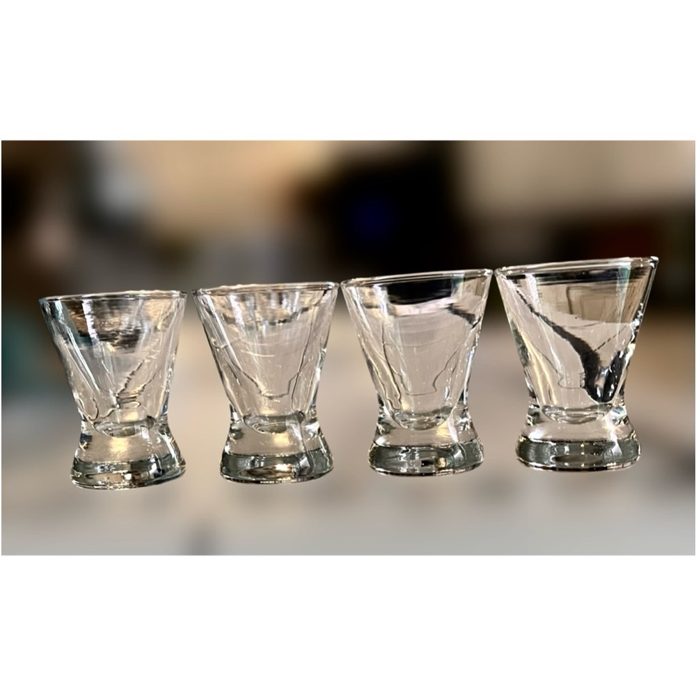 4 NEW Shot Glasses 2oz Weighted Bottoms. From Crate & Barrell Never Used Barware